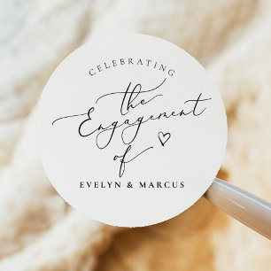 Elegant Calligraphy Script Engagement Party Classic Round Sticker