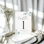 Elegant Calligraphy Script Eucalyptus table number