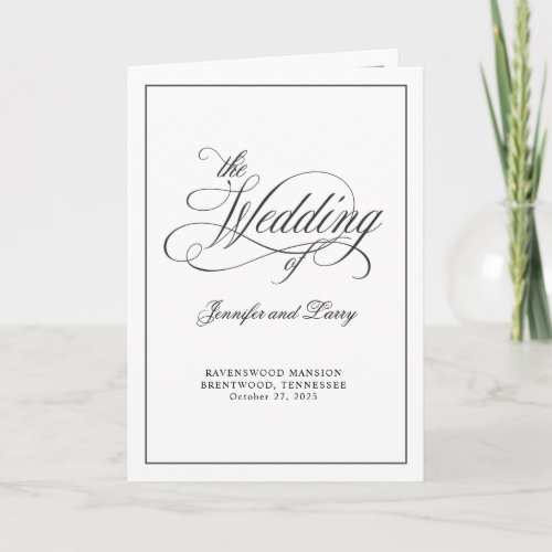 Elegant Calligraphy Script Folded Wedding Program