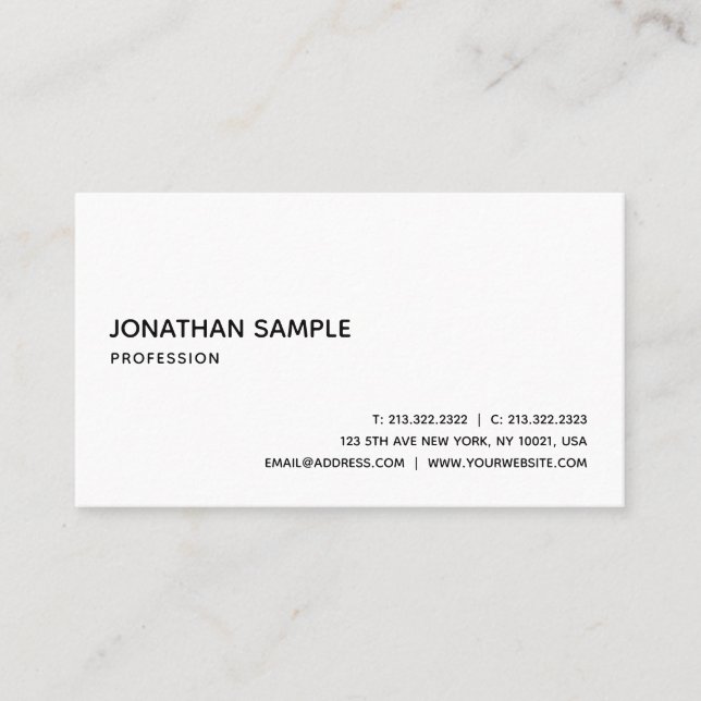 Elegant Calligraphy Script Font Simple Template Business Card (Front)