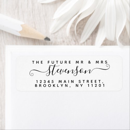 Elegant Calligraphy Script Future MR MRS Wedding Label