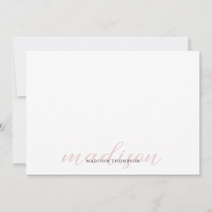 Elegant Calligraphy Script Girly Light Pale Pink Note Card