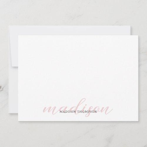 Elegant Calligraphy Script Girly Light Pale Pink Note Card