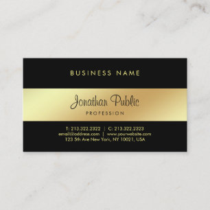 Elegant Calligraphy Script Glamour Black Gold Luxe Business Card