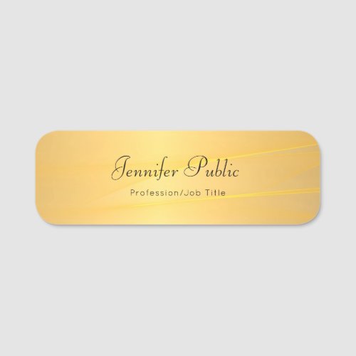 Elegant Calligraphy Script Glamour Gold Template Name Tag