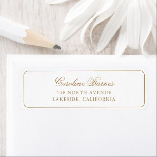 Elegant Calligraphy Script Gold Border Address Label