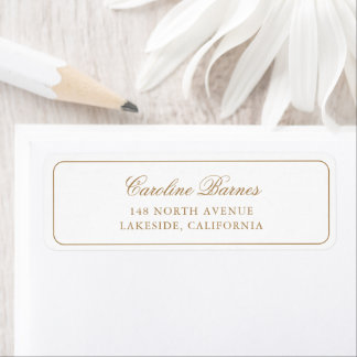 Elegant Calligraphy Script Gold Border Address Label