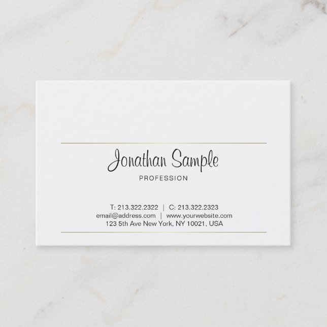 Elegant Calligraphy Script Gold Design Luxury Business Card (Front)