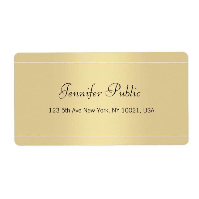 Elegant Calligraphy Script Gold Template Modern Label (Front)