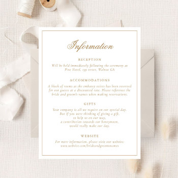 Elegant Calligraphy Script Gold Wedding Details Invitation by HannahMaria at Zazzle