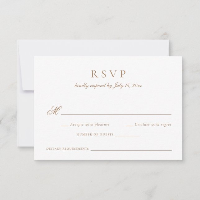 Elegant Calligraphy Script Gold Wedding RSVP Invitation (Front)
