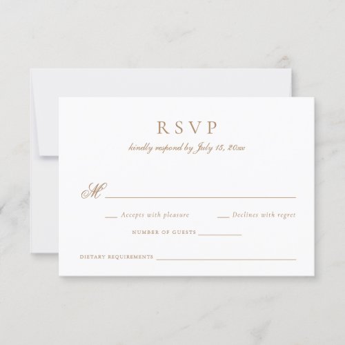 Elegant Calligraphy Script Gold Wedding RSVP Invitation