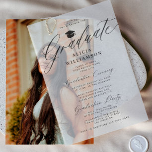 Elegant calligraphy script graduation party  vellum invitations