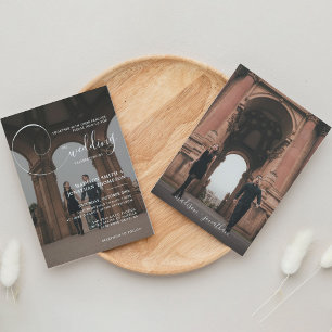 Elegant Calligraphy Script Gray Photo Wedding Invitation