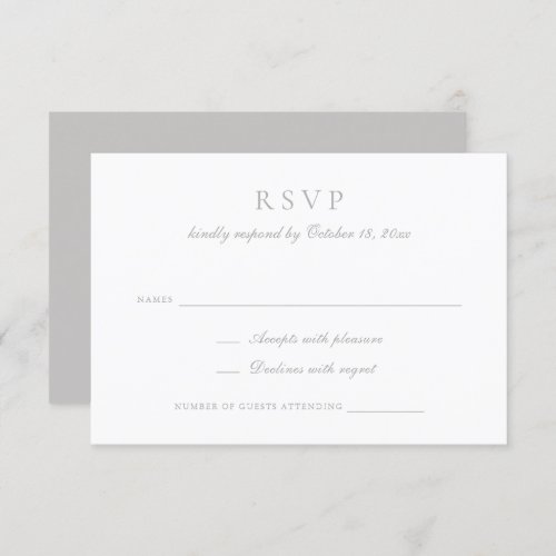 Elegant Calligraphy Script Gray Wedding RSVP Invitation