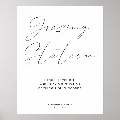 Elegant Calligraphy Script Grazing Station Wedding Poster