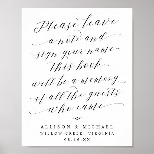 Elegant Calligraphy Script Guest Book Wedding Sign