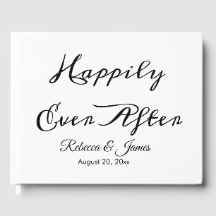 Elegant Calligraphy Script Happily Ever After Guest Book