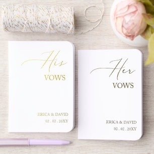 Elegant Calligraphy Script His and Hers Foil Vow Books