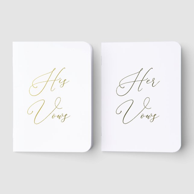 Elegant Calligraphy Script His and Hers Foil Vow Books (Front)