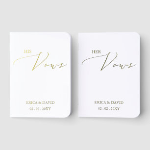 Elegant Calligraphy Script His and Hers Foil Vow Books