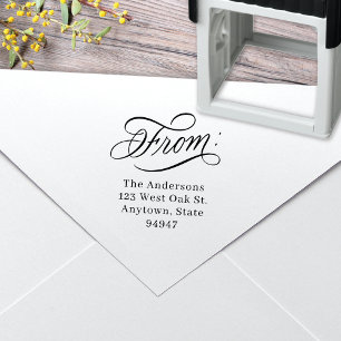 Elegant Calligraphy Script Holiday Return Address Self-inking Stamp