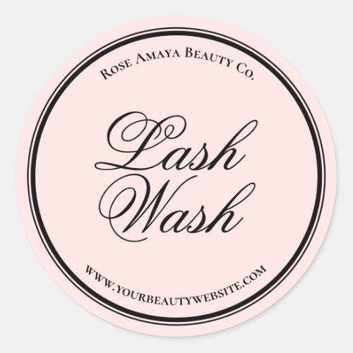 Elegant Calligraphy Script Lash Wash Shampoo Classic Round Sticker