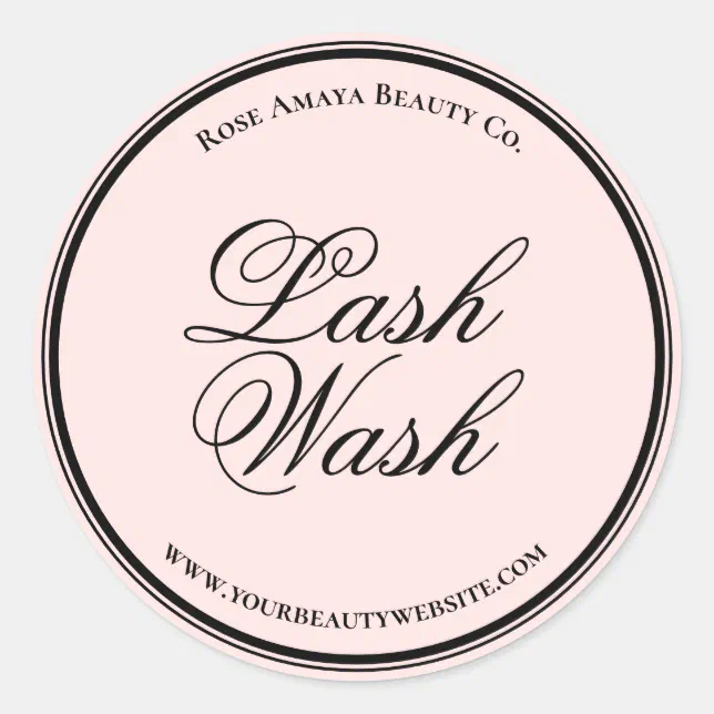 Elegant Calligraphy Script Lash Wash Shampoo Classic Round Sticker | Zazzle