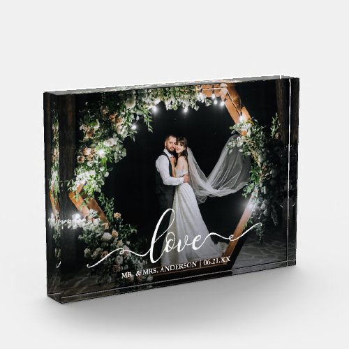 Elegant Calligraphy Script Love Wedding Photo Block