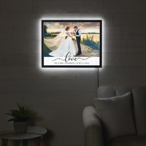 Elegant Calligraphy Script Love Wedding Photo LED Sign