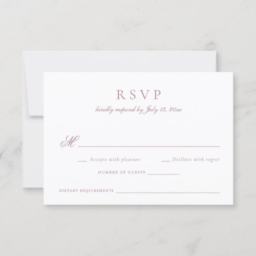 Elegant Calligraphy Script Mauve Wedding RSVP Invitation