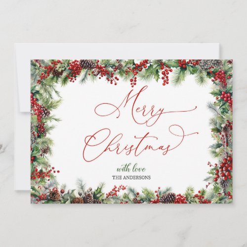 Elegant calligraphy script Merry Christmas Holiday Card