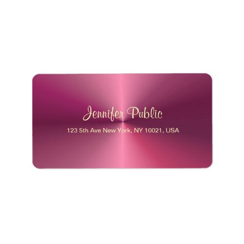 Elegant Calligraphy Script Metallic Look Pink Label