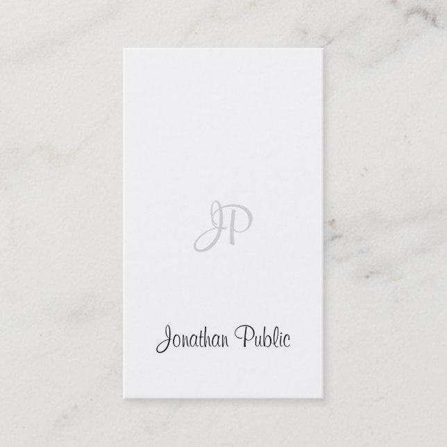 Elegant Calligraphy Script Modern Monogram Sleek Business Card (Front)