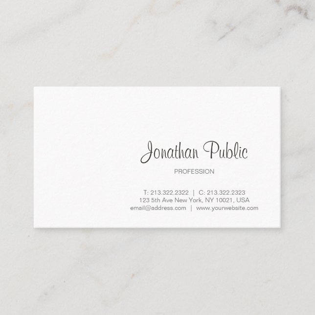 Elegant Calligraphy Script Modern Professional Business Card (Front)