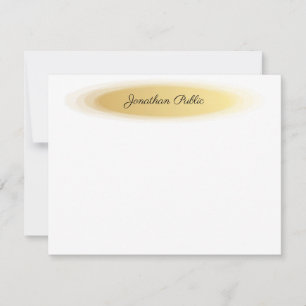 Elegant Calligraphy Script Name Gold White Trendy Note Card