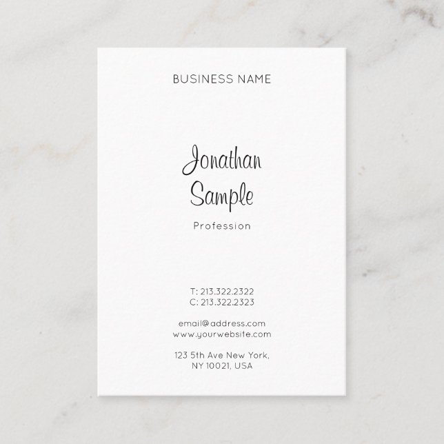 Elegant Calligraphy Script Name Minimalist Trendy Business Card (Front)