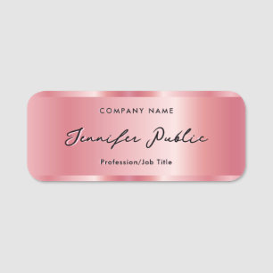 Elegant Calligraphy Script Name Template Rose Gold Name Tag
