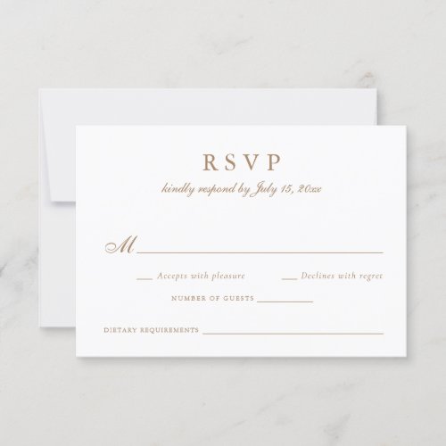 Elegant Calligraphy Script Olive Gold Wedding RSVP Invitation