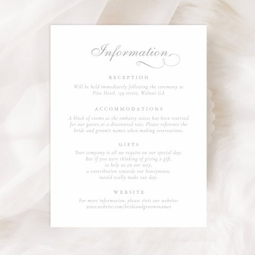 Elegant Calligraphy Script Ornament Wedding Info Invitation