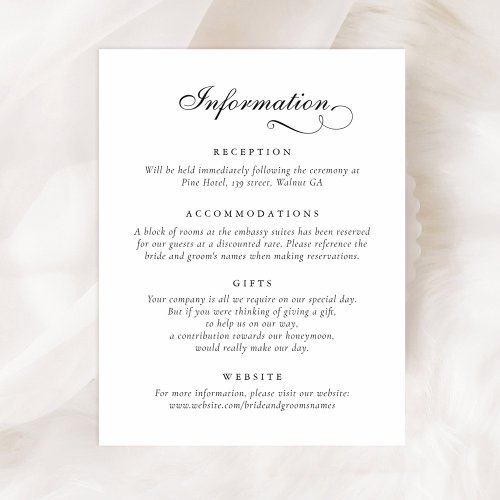 Elegant Calligraphy Script Ornament Wedding Info Invitation