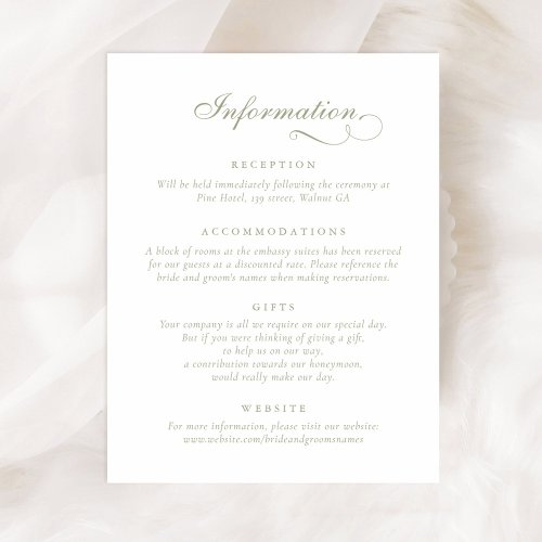 Elegant Calligraphy Script Ornament Wedding Info Invitation