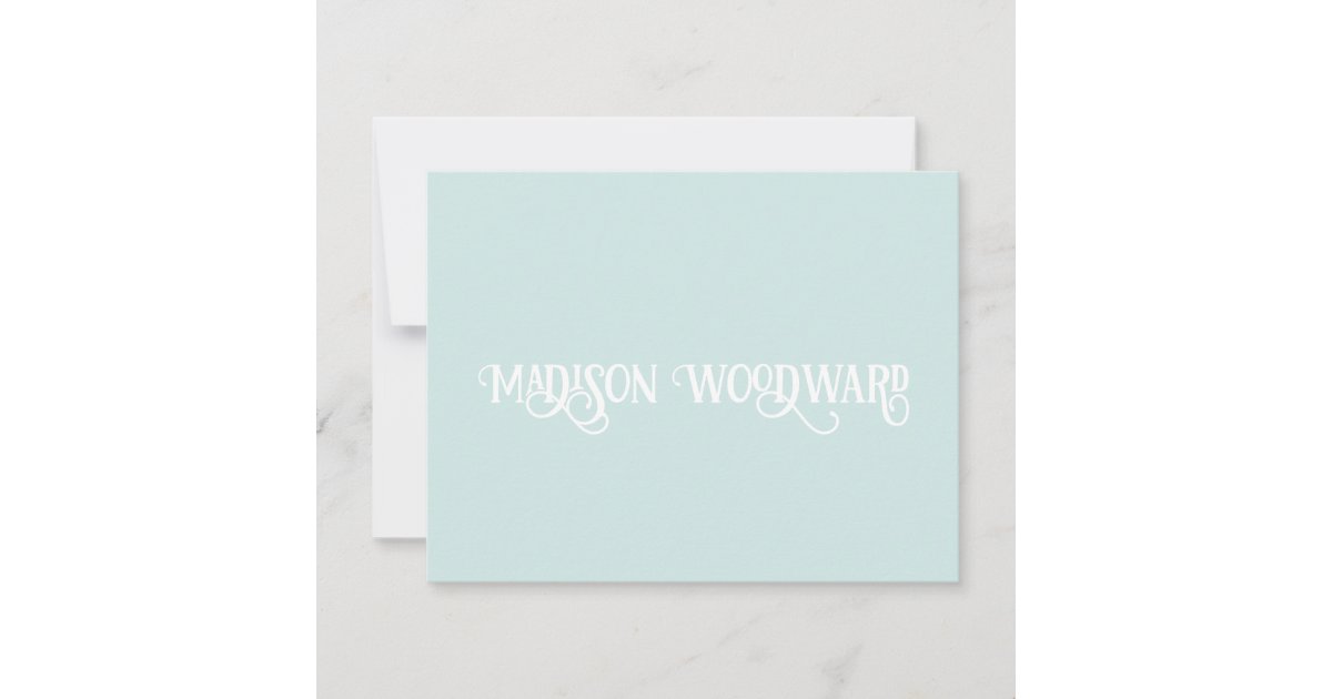 Elegant Calligraphy Script Pastel Blue Note Card | Zazzle