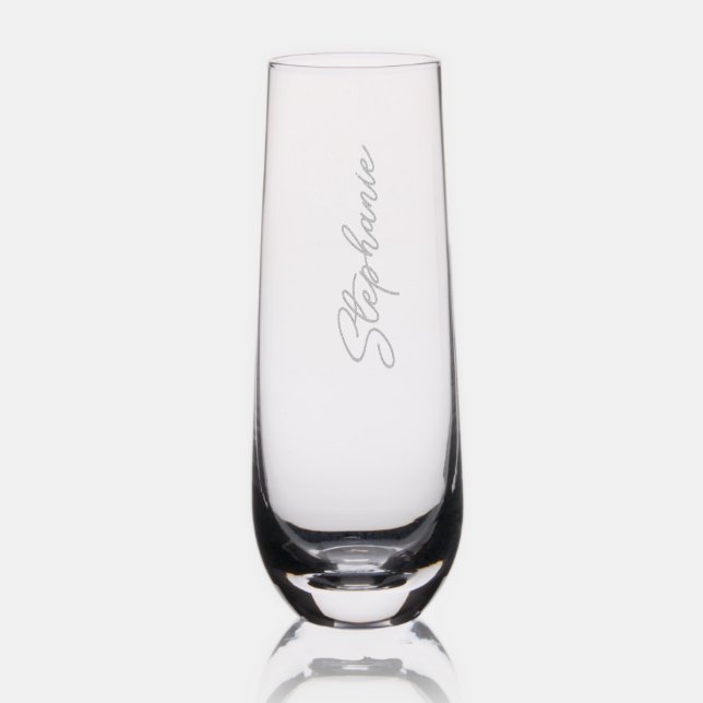 Elegant Calligraphy Script Personalized Name Stemless Champagne Flute (Glassware)