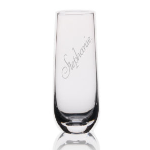 Elegant Calligraphy Script Personalized Name Stemless Champagne Flute