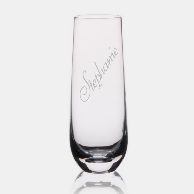 Elegant Calligraphy Script Personalized Name Stemless Champagne Flute (Glassware)
