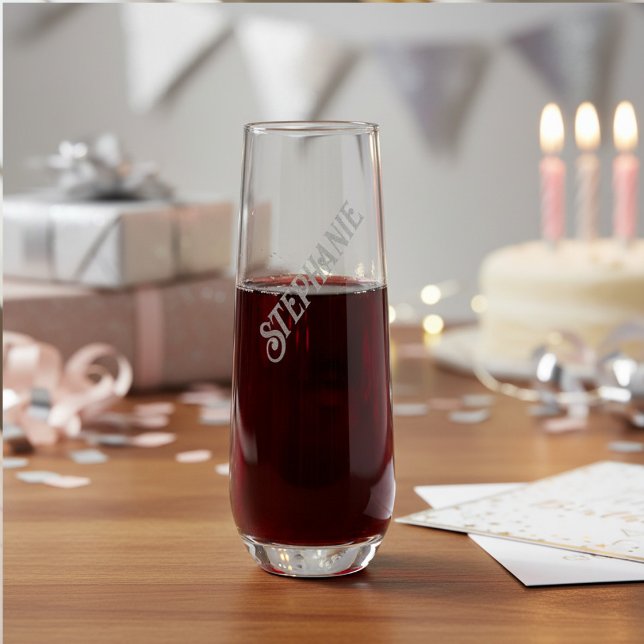 Elegant Calligraphy Script Personalized Name Stemless Champagne Flute (Creator Uploaded)
