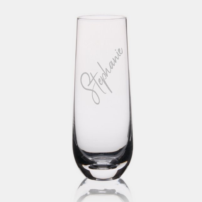 Elegant Calligraphy Script Personalized Name Stemless Champagne Flute (Glassware)