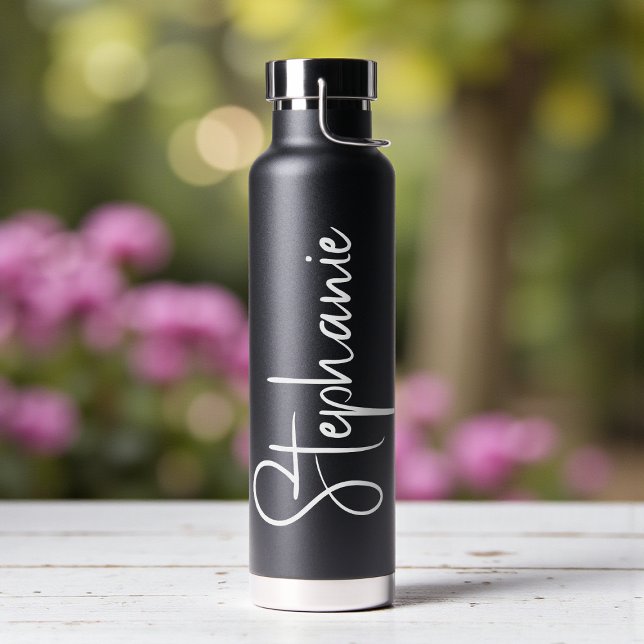 Elegant Calligraphy Script Personalized Name Water Bottle (Creator Uploaded)