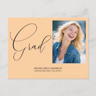 Elegant Calligraphy Script Photo Graduation Invitation Postcard